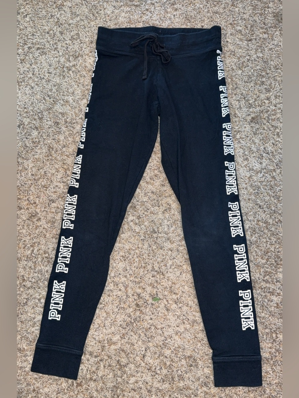 PINK Victoria's Secret YOGA Athletic Leggings Black Logo Sweatpants